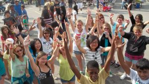 Kids Cheering at an event hosted by Coach Steve